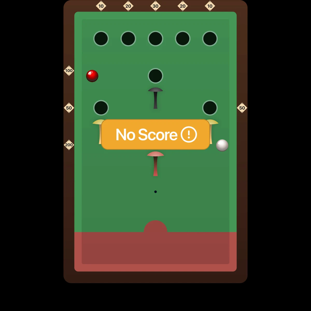 About60 animation showing a ball rolling back onto the table
