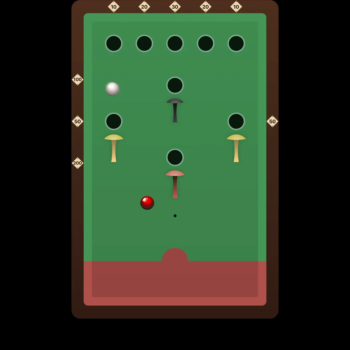About60 animation showing the cue ball being played from the D